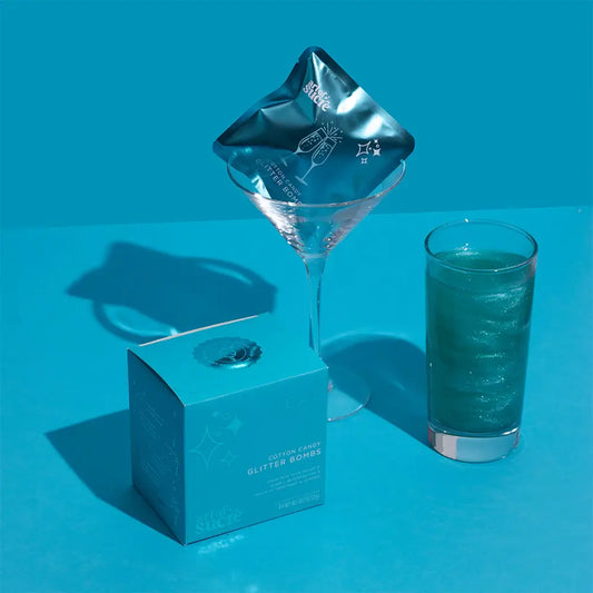 Teal Cotton Candy Drink Glitter Bombs