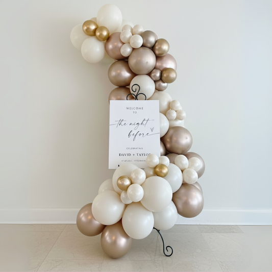 Champagne & White Balloon Sign Garland