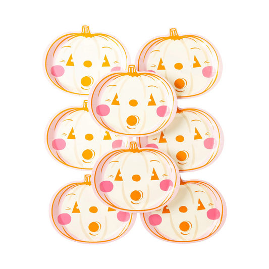 Orange and Pink Pumpkin Paper Plates