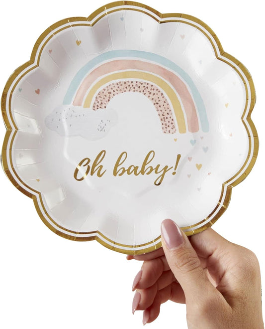 Boho Rainbow Baby Paper Plates