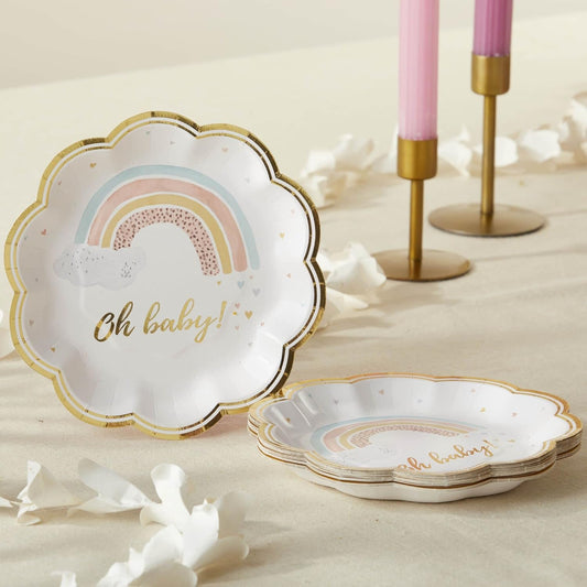 Boho Rainbow Baby Paper Plates