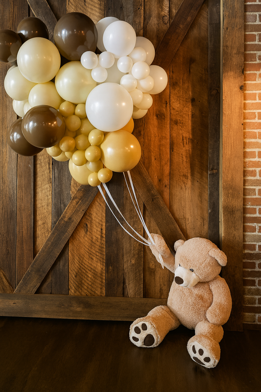 Teddy Bear Holding Balloon Backdrop