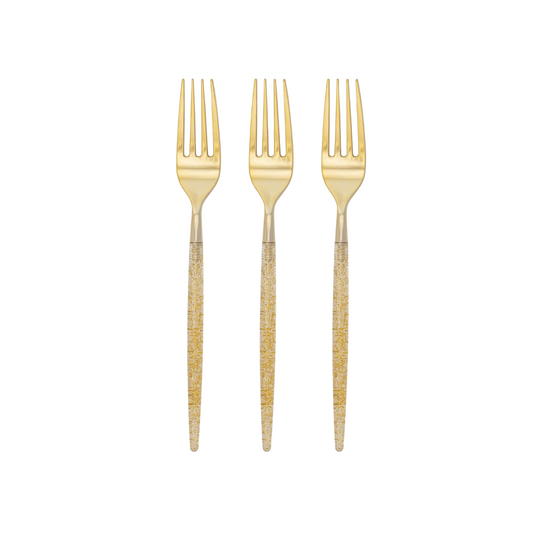 Chic Round Gold Glitter Forks
