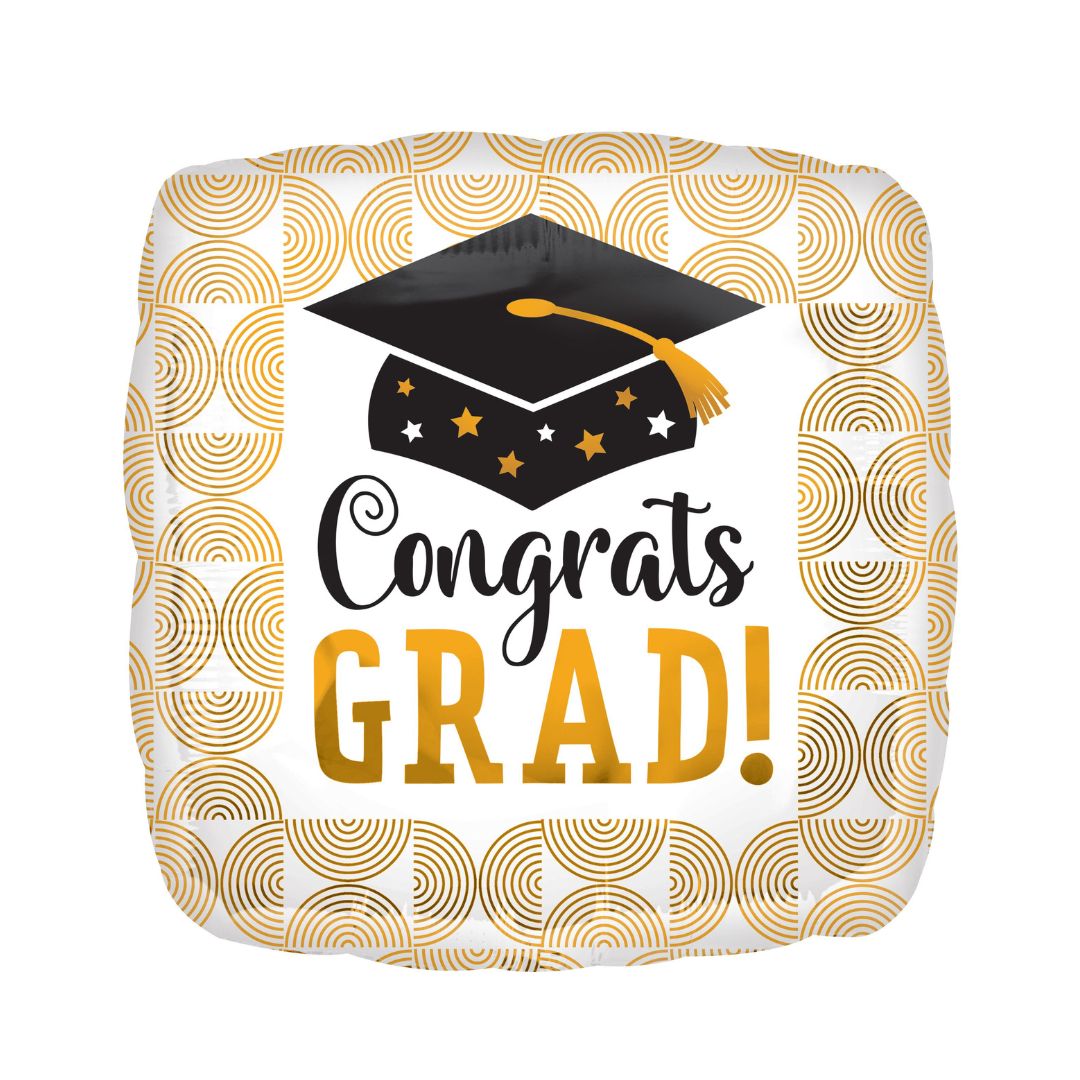 Congrats Grad Ribbed Lines Balloon