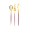 Mauve Gold Plastic Cutlery Set