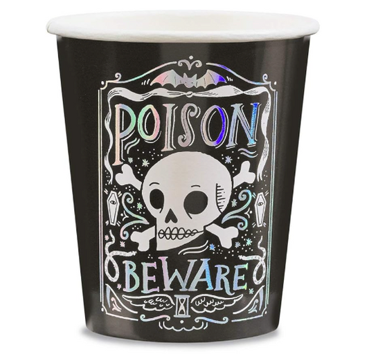 Poison Beware Skull Halloween Paper Cups