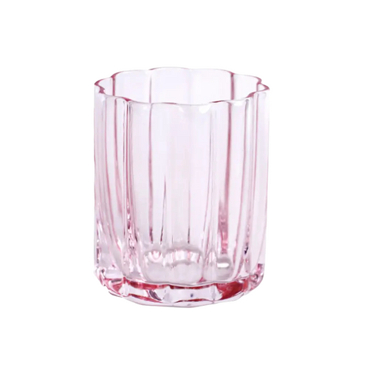 Pink Flower Glass Cup