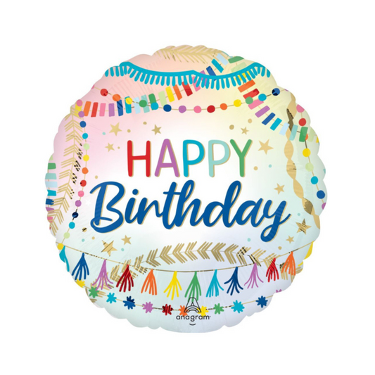 Happy Birthday Streamers Balloon