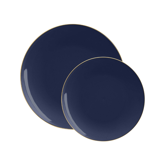 Navy & Gold Round Plates
