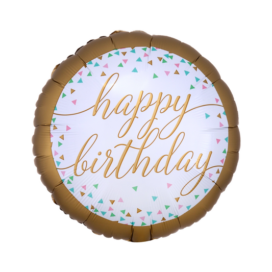 White and Gold Birthday Balloon