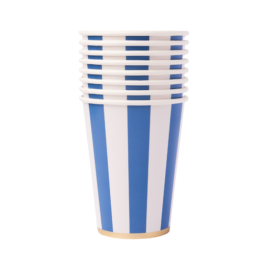 Blue Cabana Stripe Cups