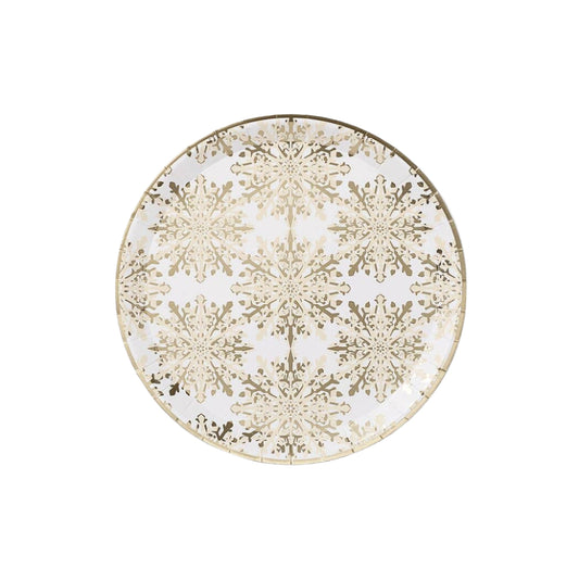Golden Snowflake Paper Plates