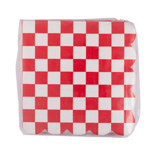 Red Checkerboard Scallop Napkin