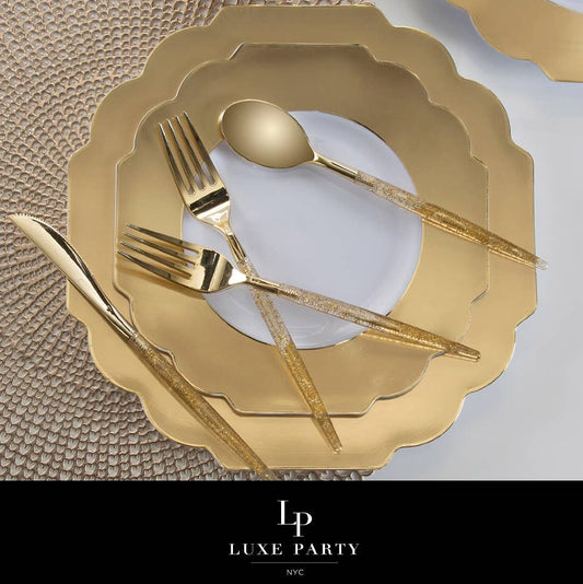 Chic Round Gold Glitter Forks