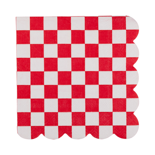 Red Checkerboard Scallop Napkin