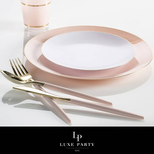 Chic Round Blush and Gold Forks