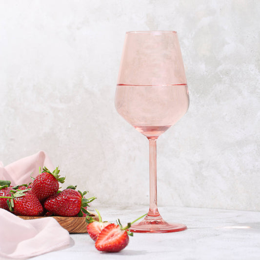 Salmon Pink Rimmed Wine Glass