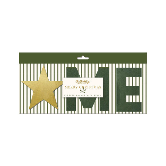 Merry Christmas Metal Stars Banner