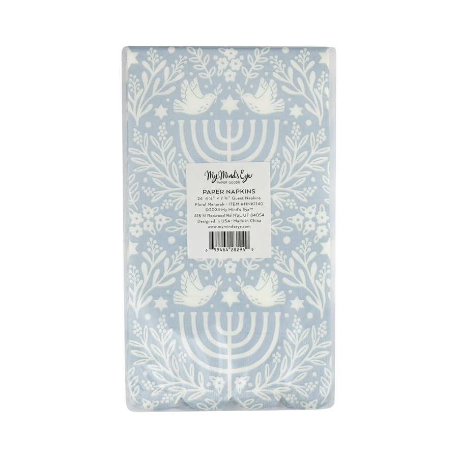 Floral Menorah Dinner Napkin