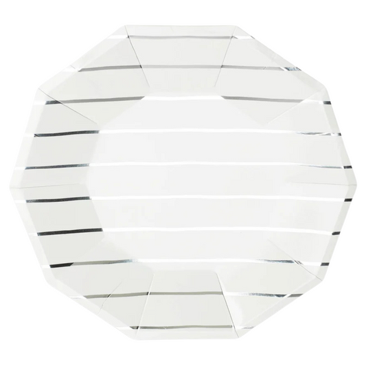 Frenchie Striped Silver Plates