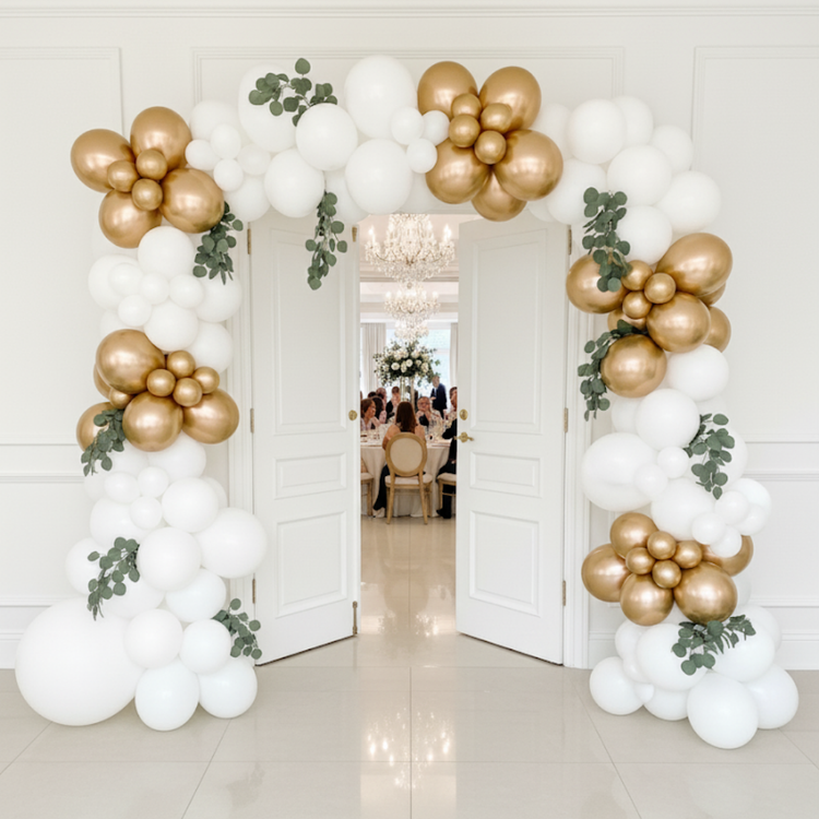 Gold & White Balloon Entrance Arch