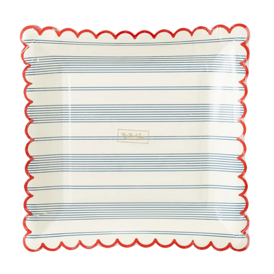 Striped Scallop Paper Plates