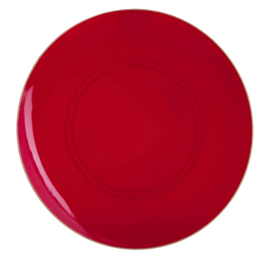 Red • Gold Round Plastic Plates