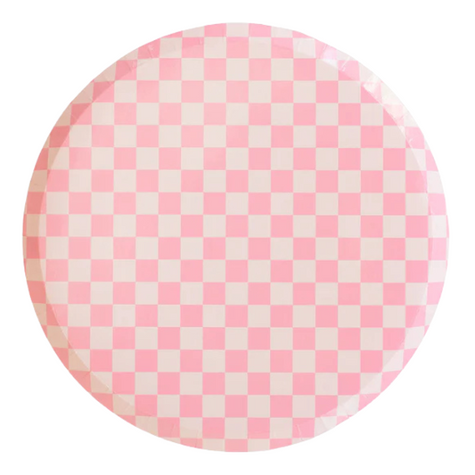 Pink Checkered Dinner Plates