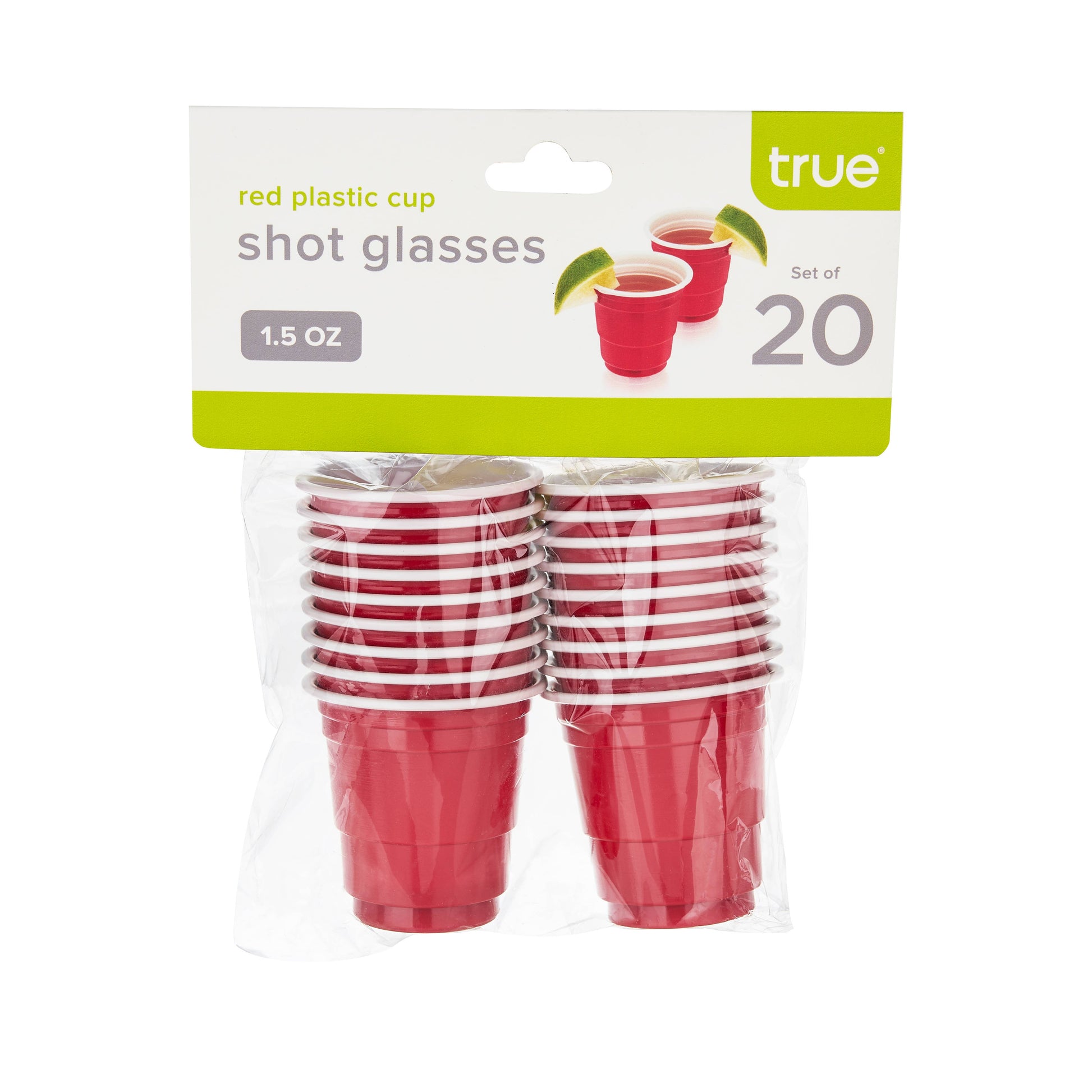 Party Disposable Red Plastic Shot Glasses - Pack of 20