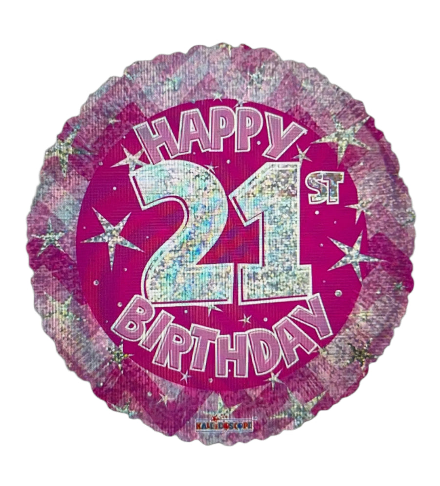 Pink Happy 21st Birthday Balloon