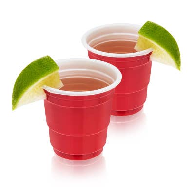 Party Disposable Red Plastic Shot Glasses - Pack of 20