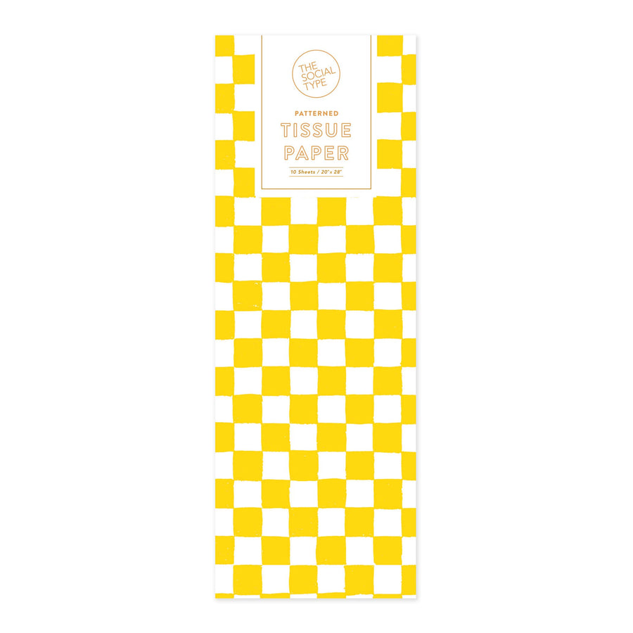 Yellow Checker Tissue Paper