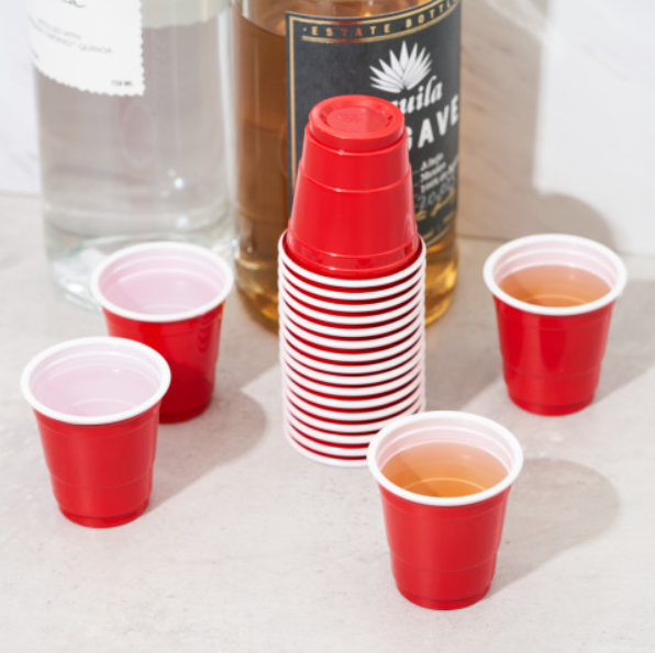 Party Disposable Red Plastic Shot Glasses - Pack of 20