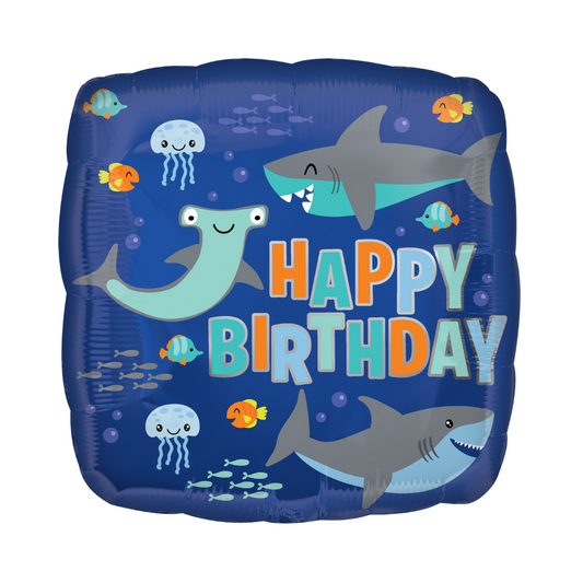 Happy Birthday Sharks Balloon