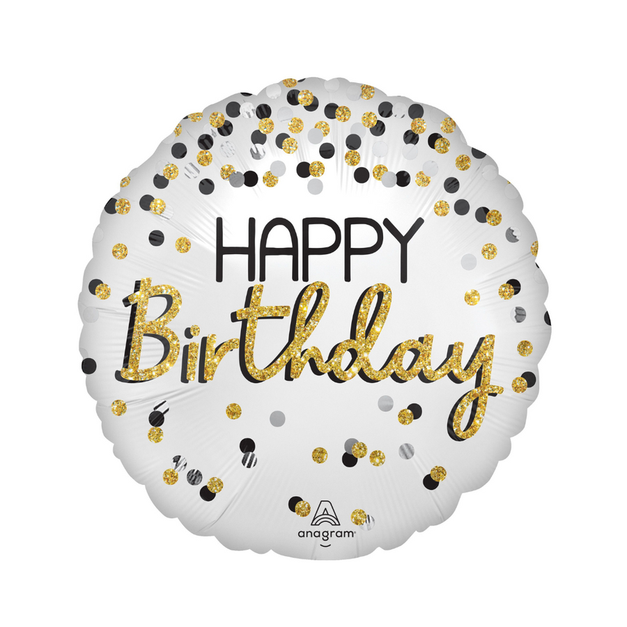 Black Silver Gold Birthday Balloon