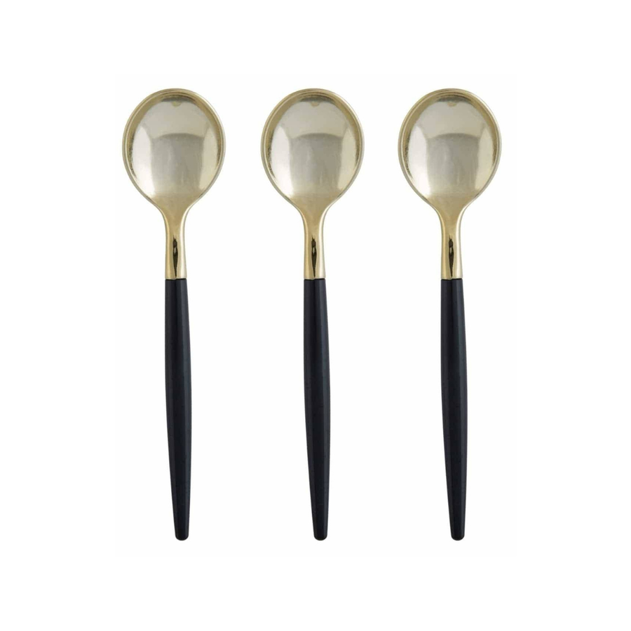 Black and Gold Plastic Mini Spoons