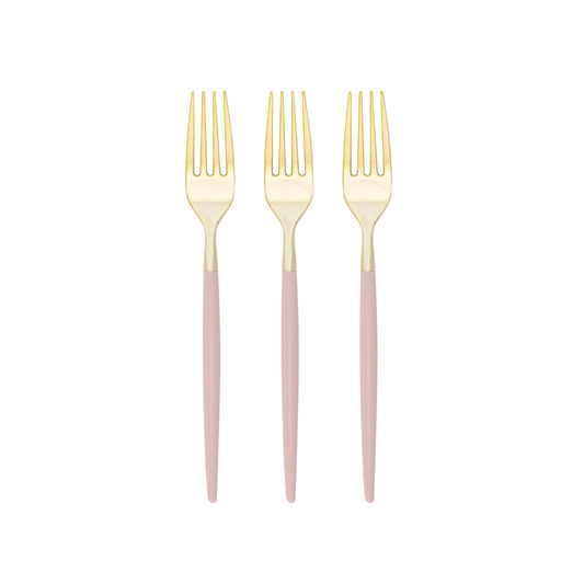 Chic Round Blush and Gold Forks