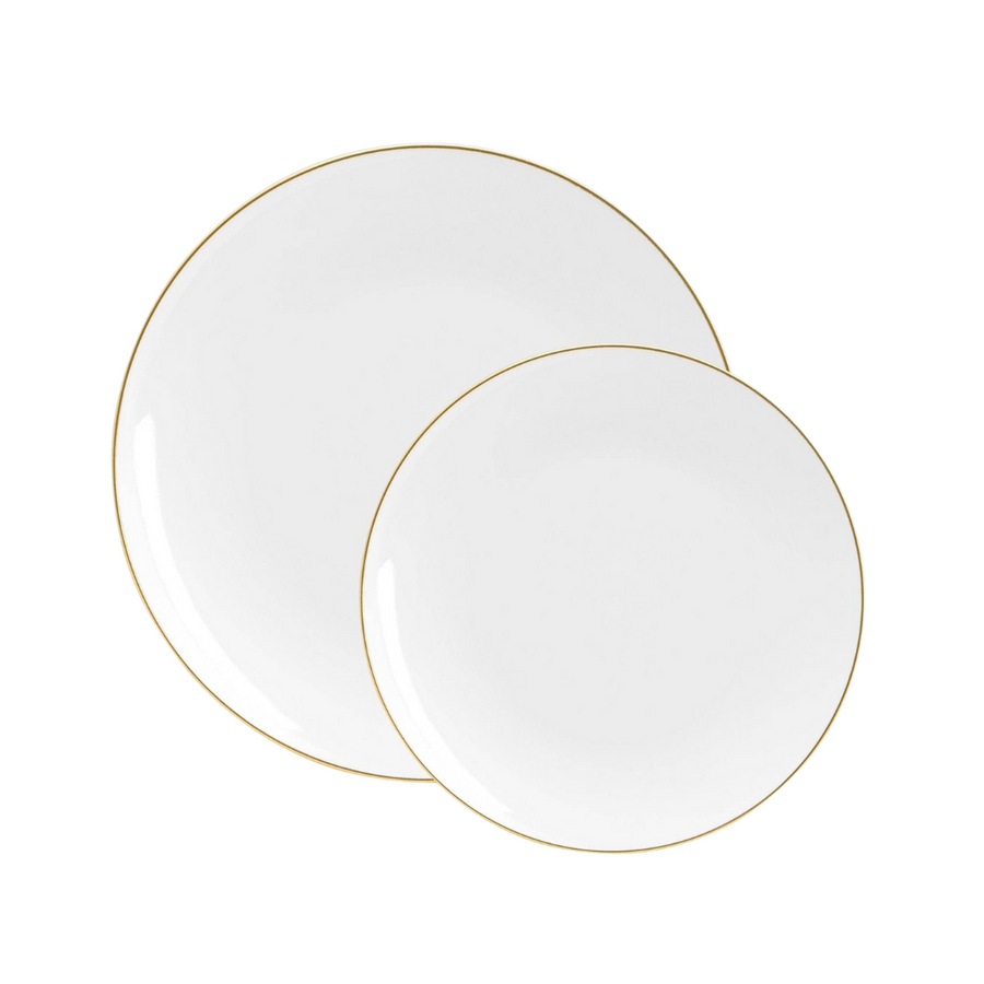 Round White • Gold Plastic Plates