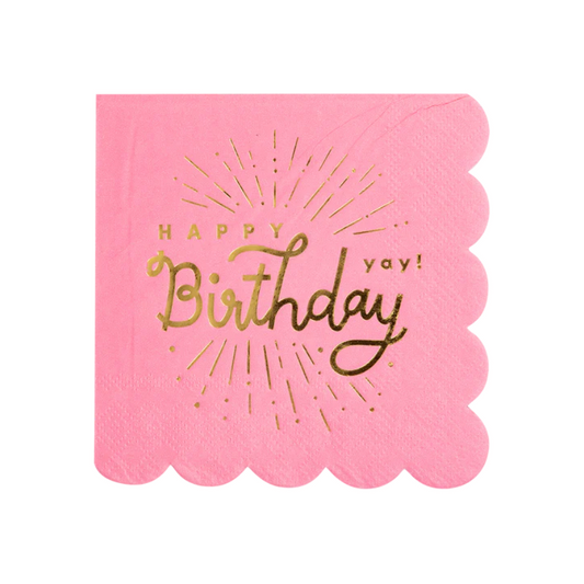 Happy Birthday Pink Napkin