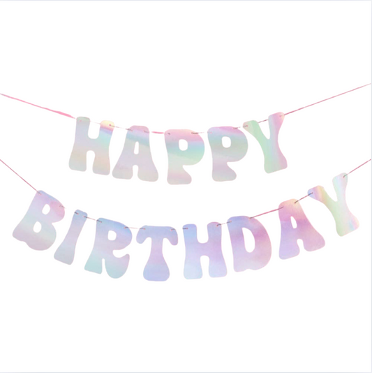 Happy Birthday Iridescent Banner