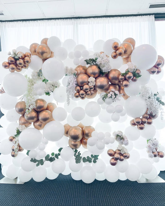White & Rose Gold Luxe Balloon Wall