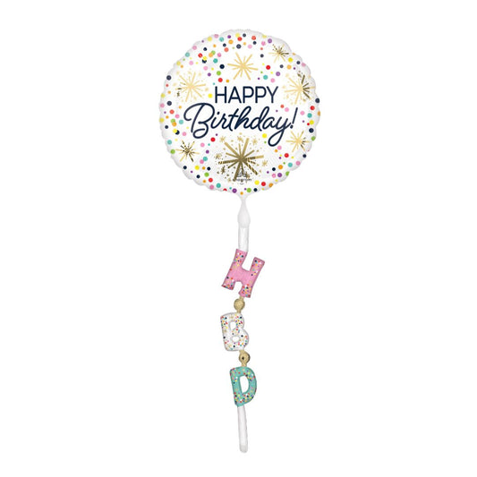 Tail Confetti Sprinkle Happy Birthday Balloon