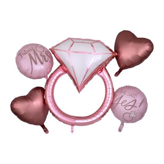 Rose Gold / Blush Diamond Wedding Ring Balloon Bundle