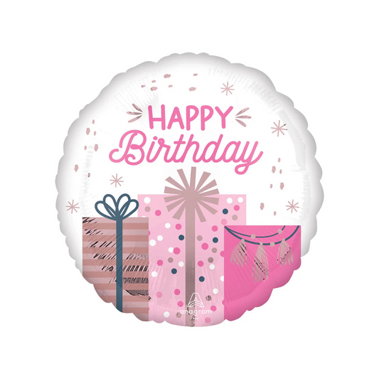 Happy Birthday Pastel Gift Box Foil Balloon