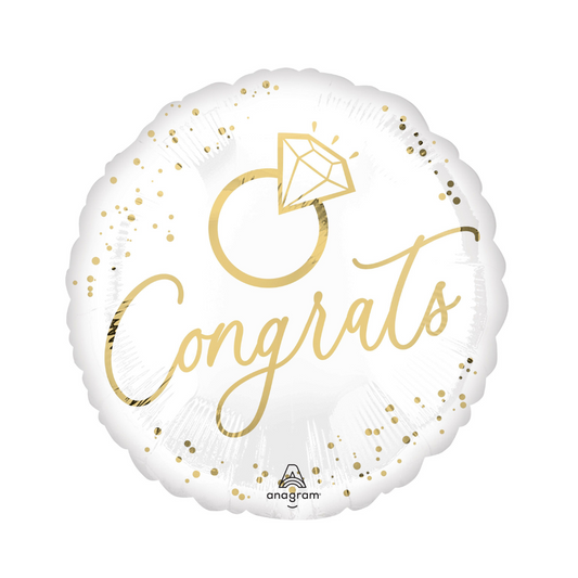 White Gold Congrats Wedding Balloon