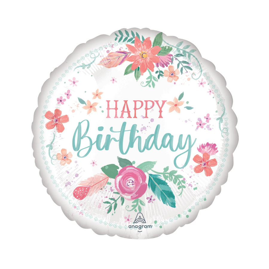 Happy Birthday Floral Balloon