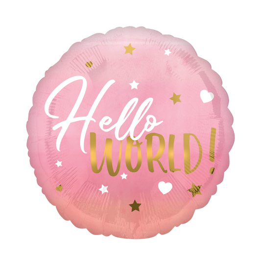 Hello World Pink Balloon