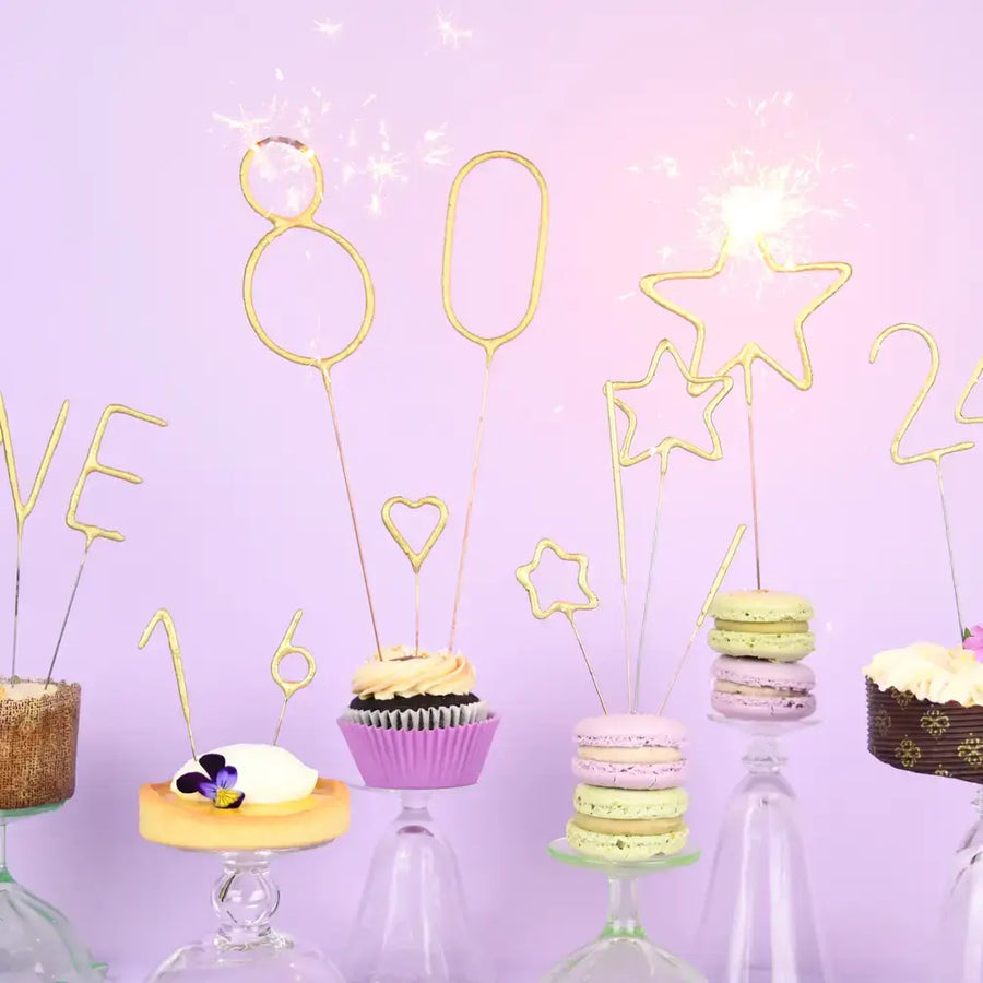 Mini 4" Gold Number Sparkler Wand Card - Singles