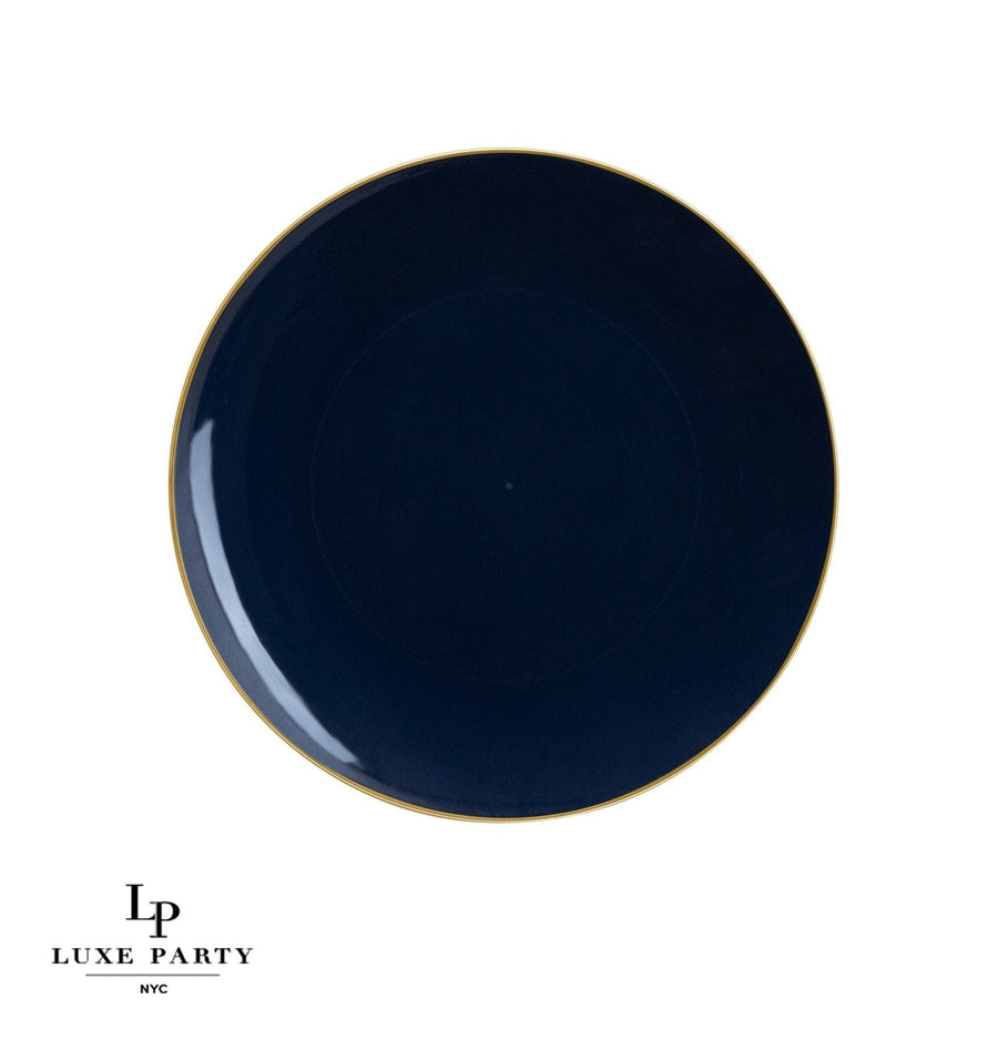 Round Navy Gold Plates