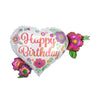 Happy Birthday Floral Heart Balloon